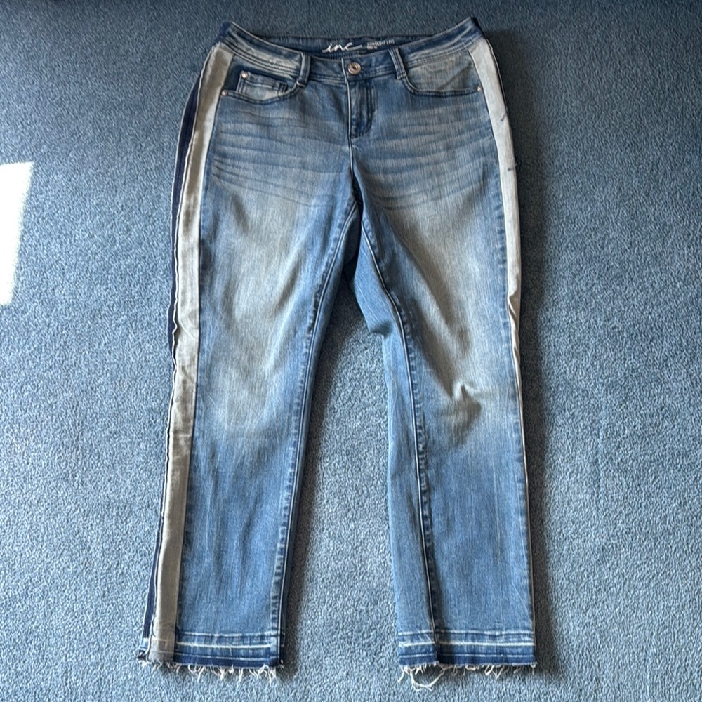 Stylish Blue Jeans with Side Stripes